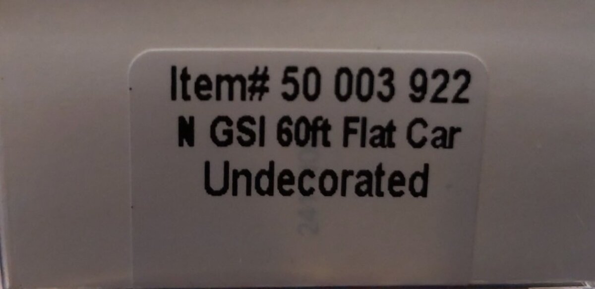 Atlas 50003922 N Undecorated GSI 60' Flat Car LN/Box