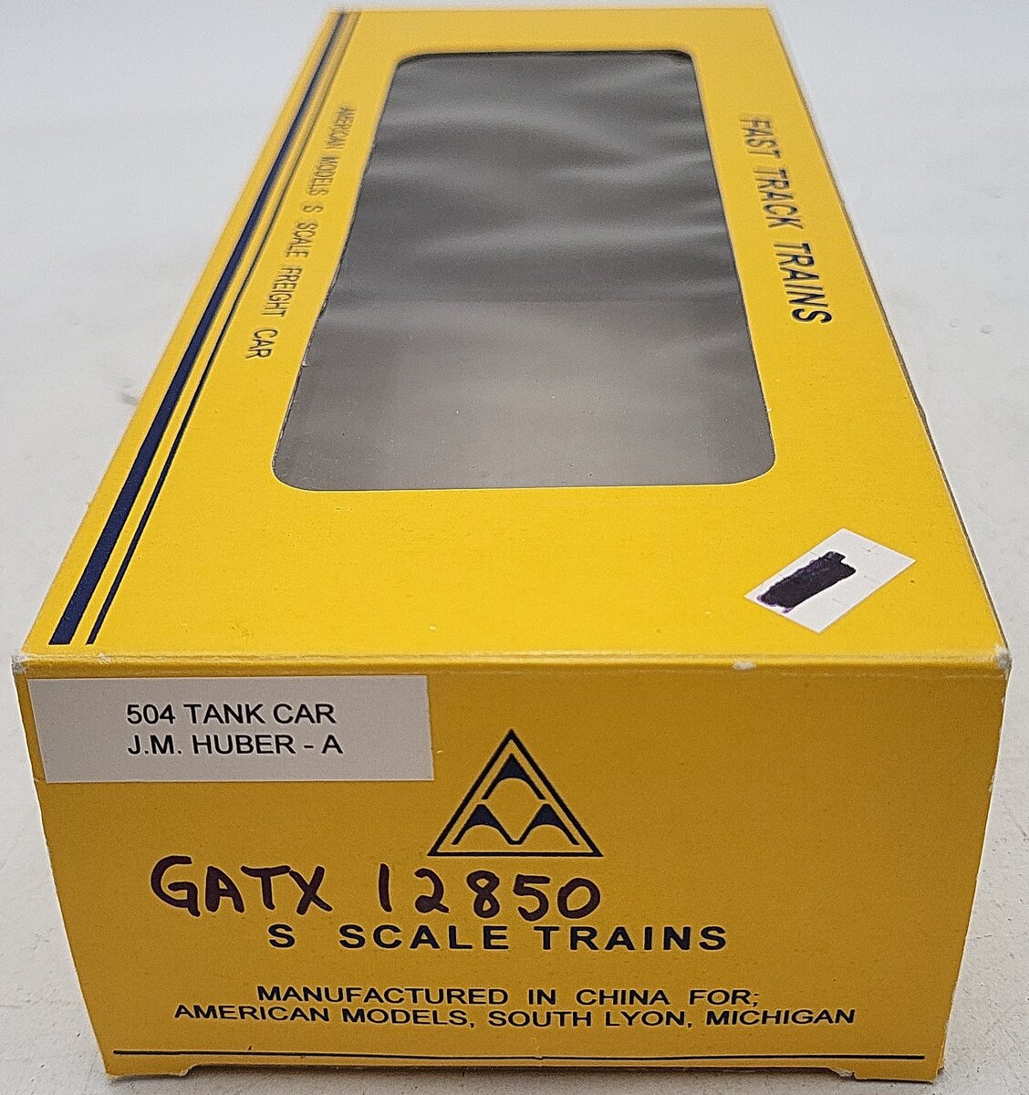 American Models 504 S Gauge J.M. Huber Tank Car (Hi-Rail) #12850 LN/Box