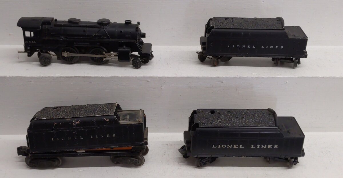 Lionel Vintage O 2-4-2 Steam Locomotive & Tenders: 2034, 6466, 6466W [4] VG