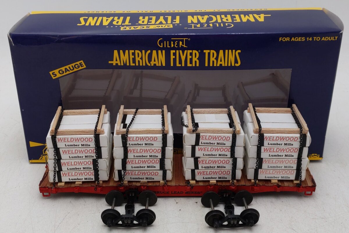 American Flyer S Gauge Custom Painted Bruce Lead Mines Flatcar #2140 w/ Load/Box