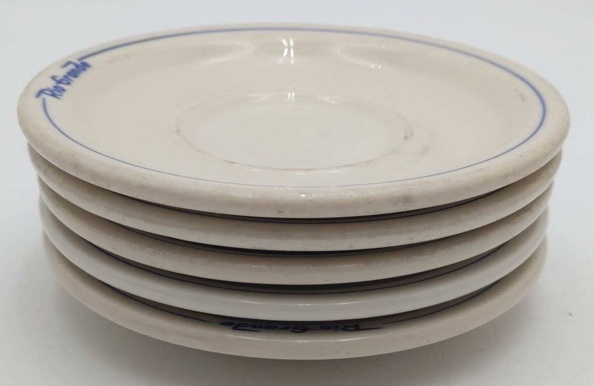 Syracuse China Rio Grande Prospector Pattern 5-3/8" Diameter Saucers (Set of 5) EX