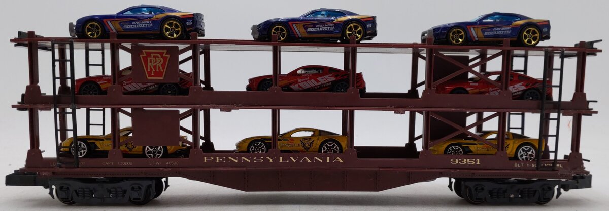 Lionel 6-9351 S Gauge Custom Pennsylvania Auto Carrier #9351 w/ Car Load VG/Box