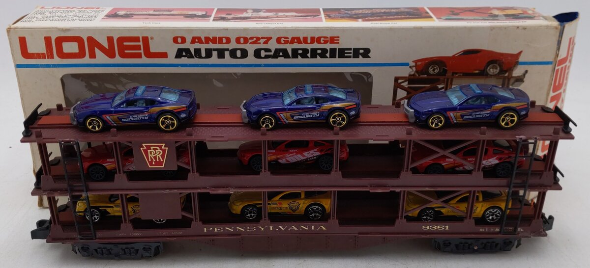 Lionel 6-9351 S Gauge Custom Pennsylvania Auto Carrier #9351 w/ Car Load VG/Box