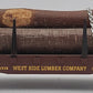 Lionel 6-26715 Westside Lumber Flatcar with Logs EX