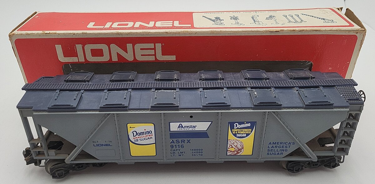 Lionel 6-9116 O Gauge Domino Sugar 4-Bay Hopper #9116 EX/Box