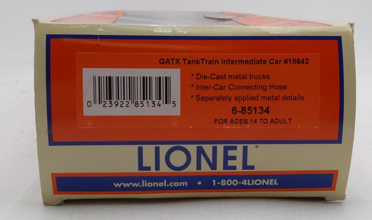 Lionel 6-85134 O White Tank Train Car #18642  LN/Box