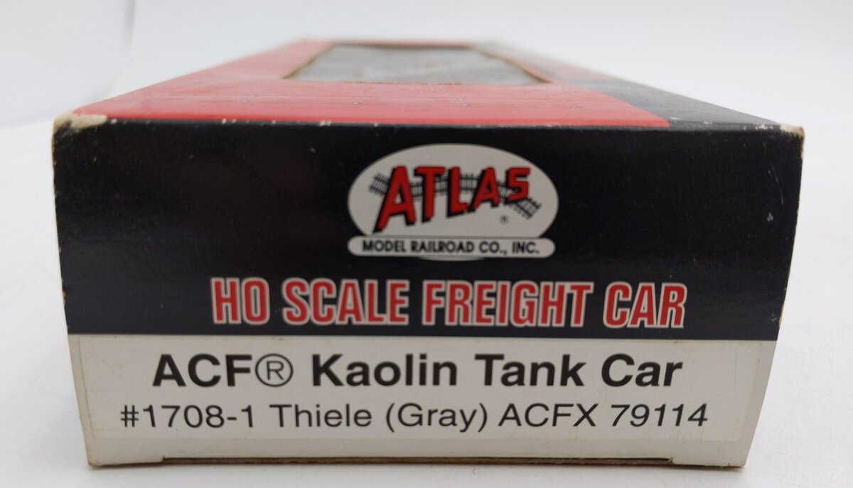 Atlas 1708-1 HO Scale Thiele ACFX Kaolin Tank Car #79114 Weathered EX/Box