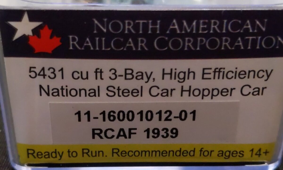 NARC 11-16001012-01 N 5431 CU. FT. 3-Bay National Steel Covered Hopper #1939 LN/Box