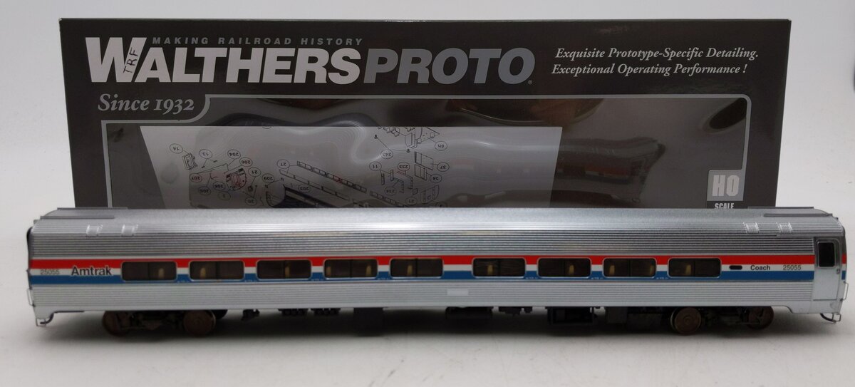 Walthers 920-11220 HO Amtrak 85' Budd Amfleet 59-Seat Coach EX/Box