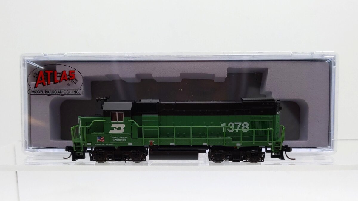 Atlas 40004984 N Burlington Northern Trainman GP15-1 Diesel Locomotive #1378 LN/Box