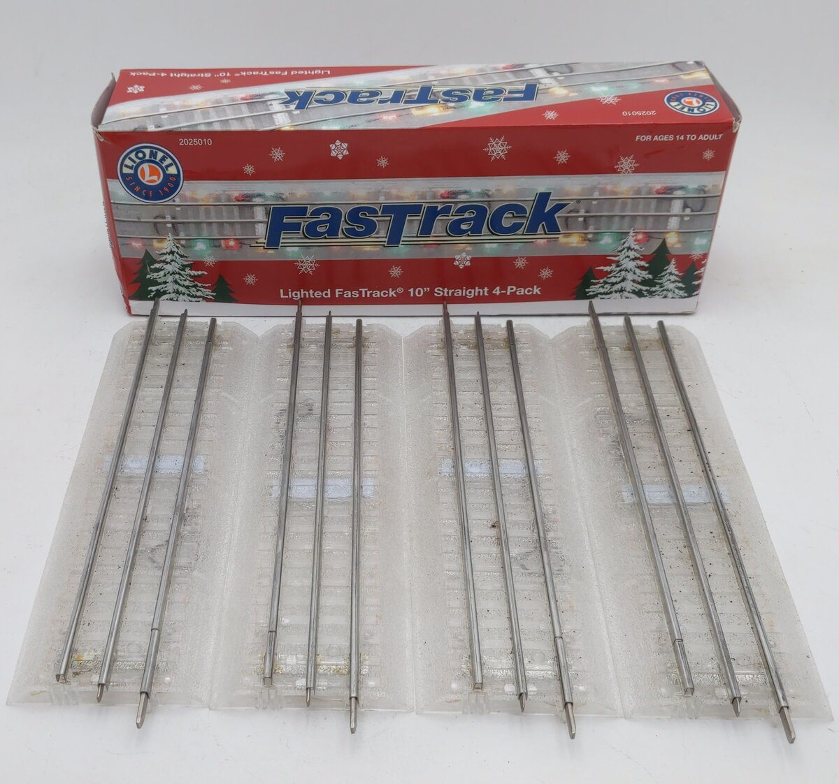 Lionel 2025010 O Gauge 10" Straight Fastrack w/ Multi-Colored Lights (Pack of 4) EX/Box