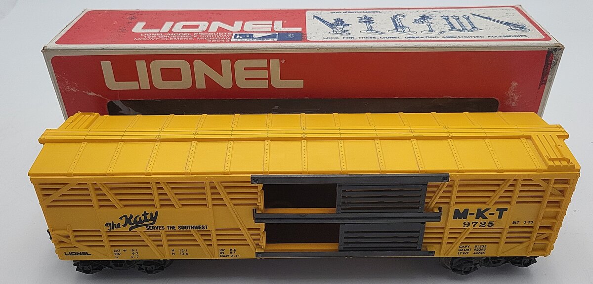 Lionel 6-9725 O Gauge Missouri Kansas Texas Bi-Level Stock Car VG/Box