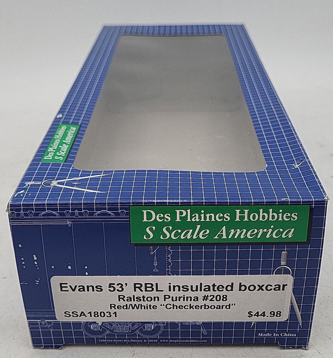 Des Plaines Hobbies SSA18031 S Scale Ralston Purina Insulated Boxcar #208 LN/Box