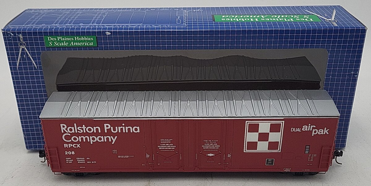 Des Plaines Hobbies SSA18031 S Scale Ralston Purina Insulated Boxcar #208 LN/Box