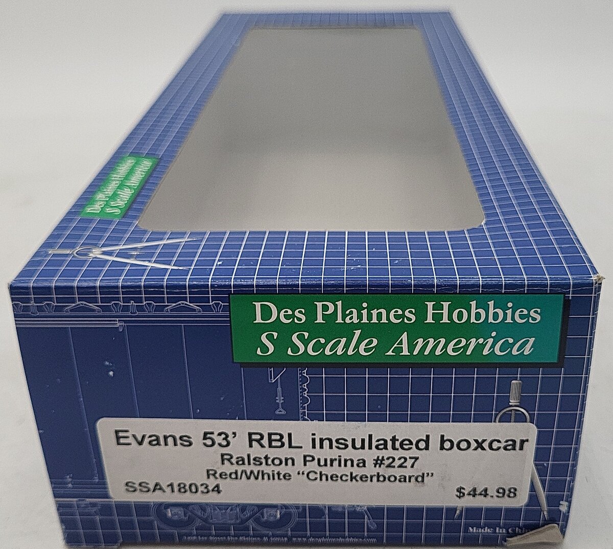 Des Plaines Hobbies SSA18034 S Scale Ralston Purina Insulated Boxcar #227 LN/Box