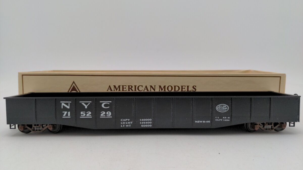 American Models 415 S Scale NYC 52' Gondola w/o Pipe Load #715229 EX/Box