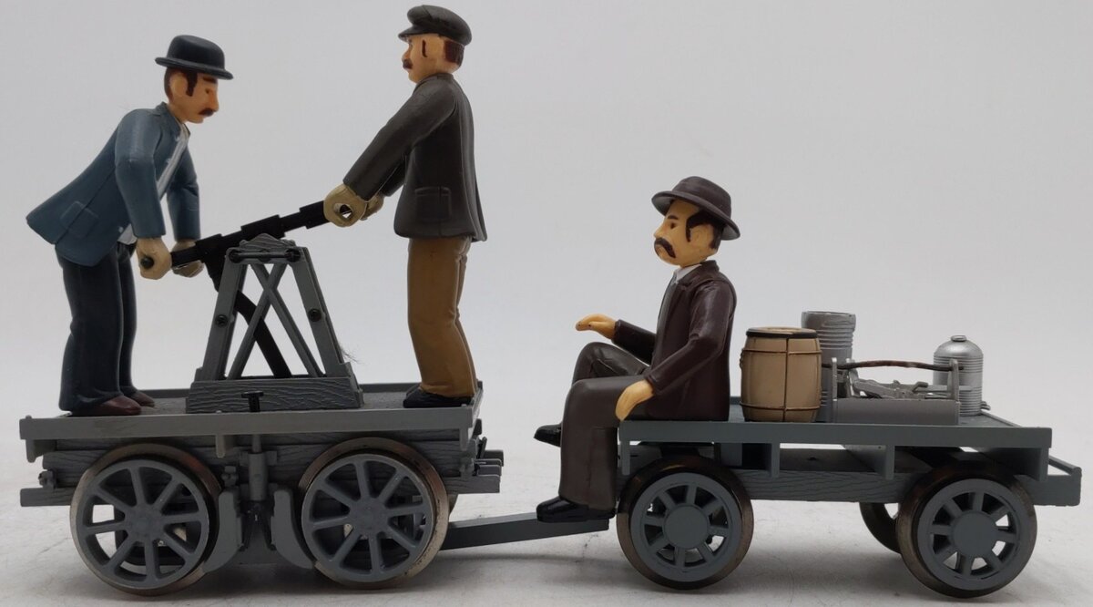 Bachmann 96201 G Motorized Handcar with Trailer EX