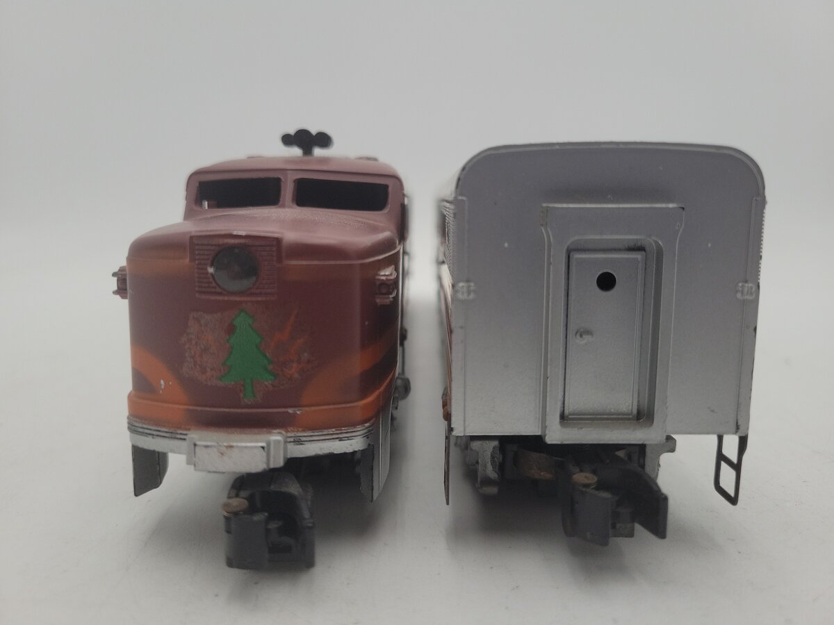 American Flyer 477 & 478 Vintage S Silver Flash PAB Diesel Locomotive Set VG