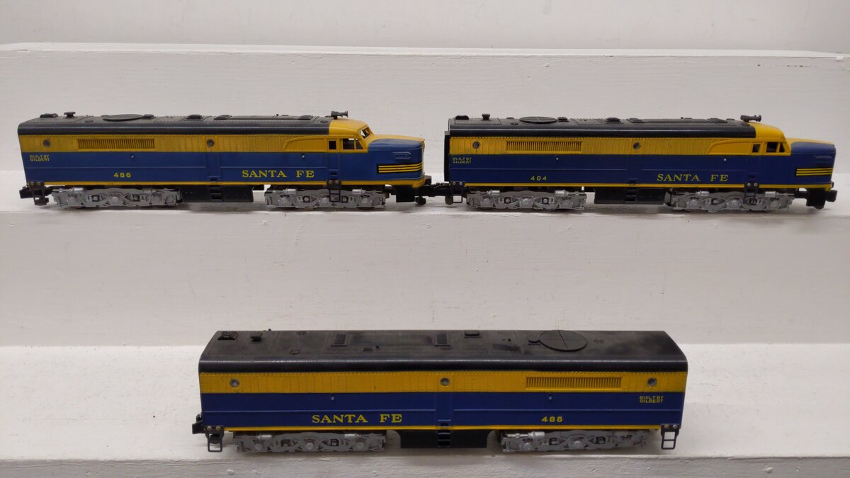 American Flyer 485 S Gauge Postwar Santa Fe ABA Diesel Locomotive Set VG