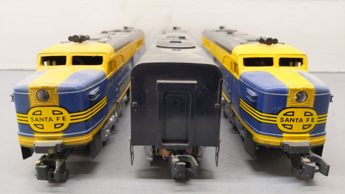 American Flyer 485 S Gauge Postwar Santa Fe ABA Diesel Locomotive Set VG