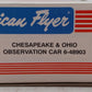 American Flyer 6-48903 S Gauge Chesapeake & Ohio Observation Car EX/Box