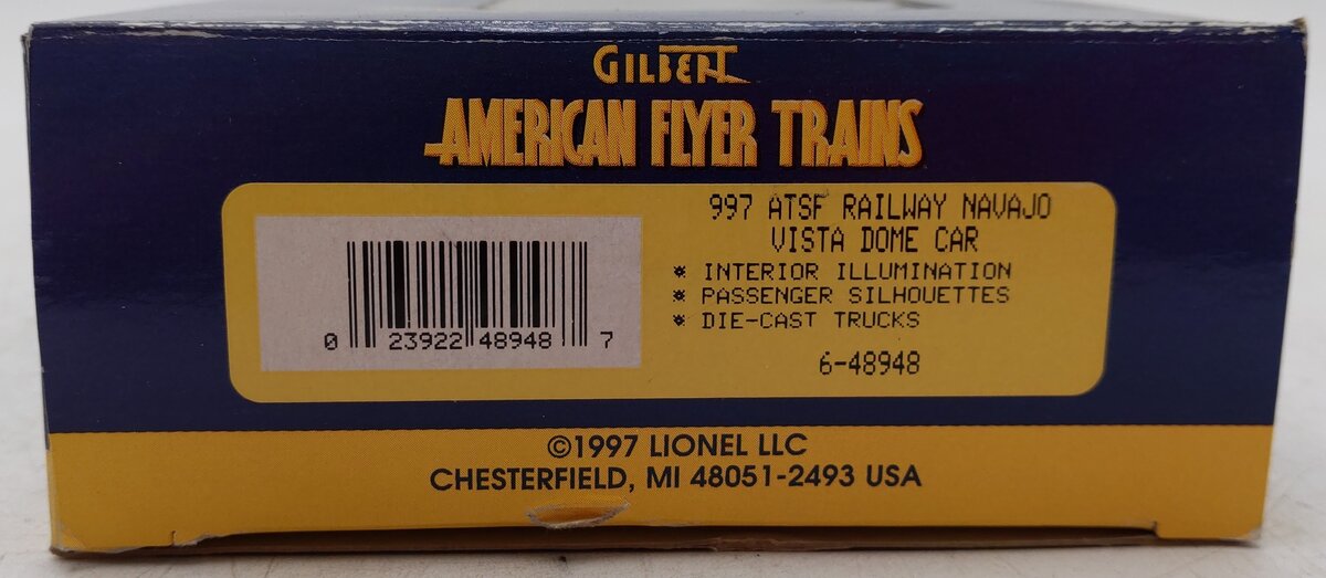 American Flyer 6-48948 S Scale Navajo Streamlined Vista Dome Car EX/Box