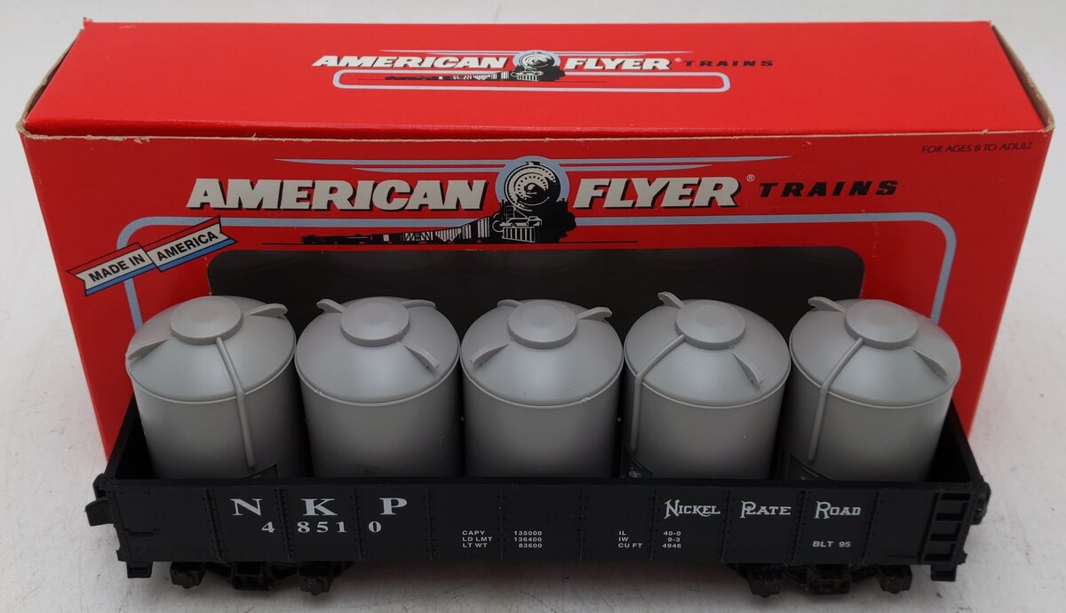 American Flyer 6-48510 S Scale Nickel Plate Road Gondola with Canisters #48510 EX/Box