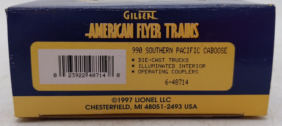 American Flyer 6-48714 S Gauge Southern Pacific Offset Cupola Caboose #990 VG/Box