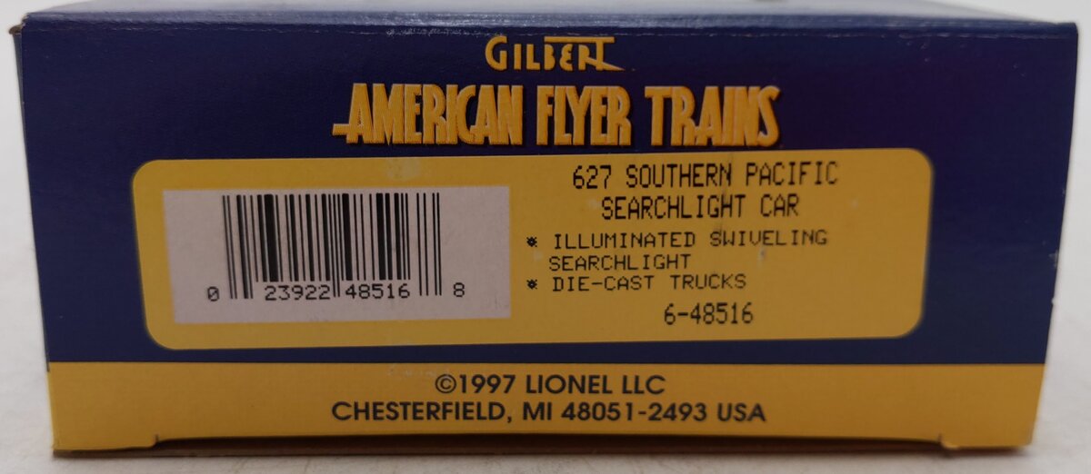 American Flyer 6-48516 S Scale Southern Pacific Operating Searchlight Car #627 EX/Box