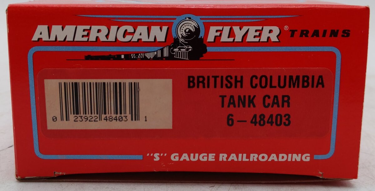 American Flyer 6-48403 S Gauge British Columbia Tank Car #8403[High-Rail] EX/Box