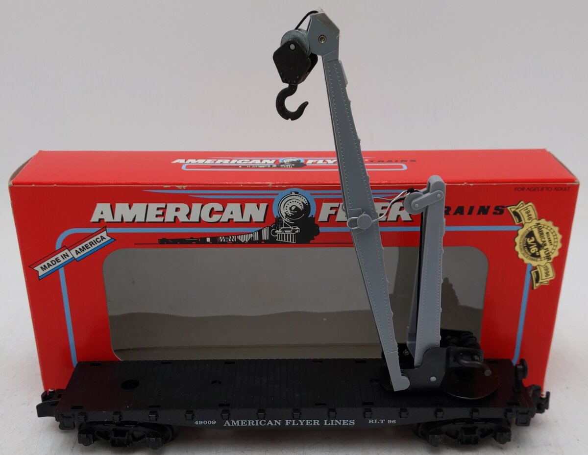 American Flyer 6-49009 S Scale American Flyer Lines Flatcar with Derrick Load EX/Box