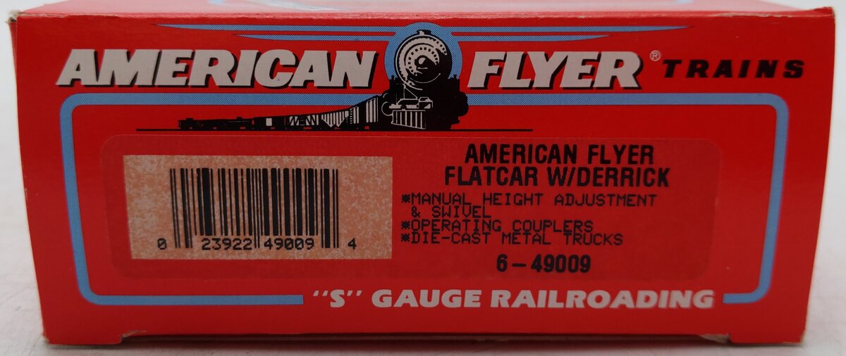 American Flyer 6-49009 S Scale American Flyer Lines Flatcar with Derrick Load EX/Box