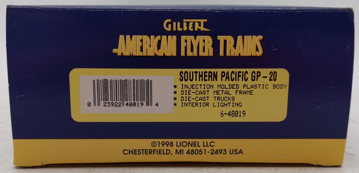 American Flyer 6-48019 S Gauge Southern Pacific GP-20 Diesel Locomotive EX/Box