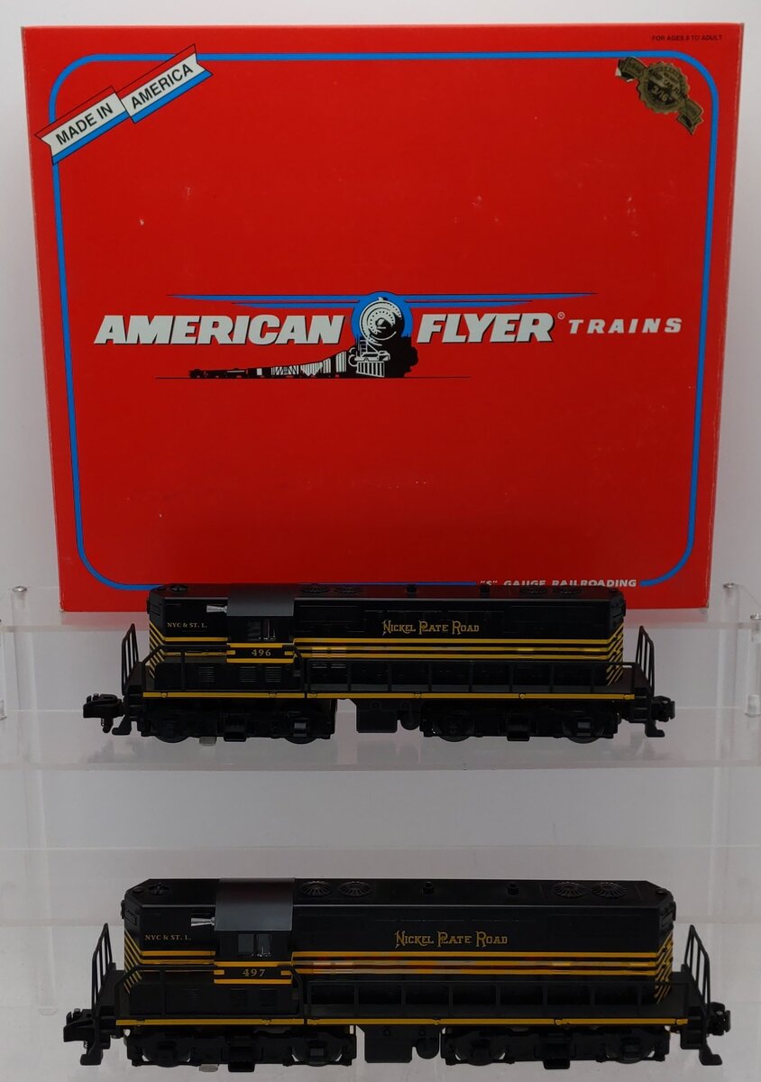 American Flyer 6-48017 S Nickel Plate Road GP-9 Diesel Locomotive Set #496/497 EX/Box
