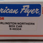 American Flyer 6-48304 S Gauge Burlington Northern Boxcar #48304 VG/Box