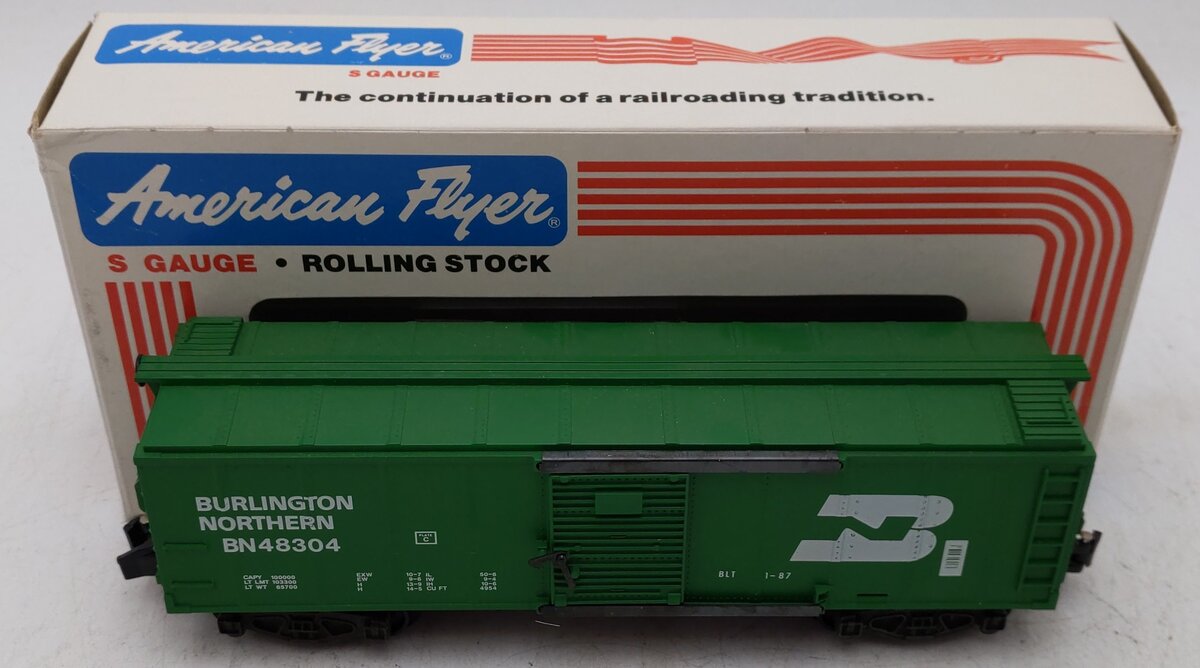 American Flyer 6-48304 S Gauge Burlington Northern Boxcar #48304 VG/Box
