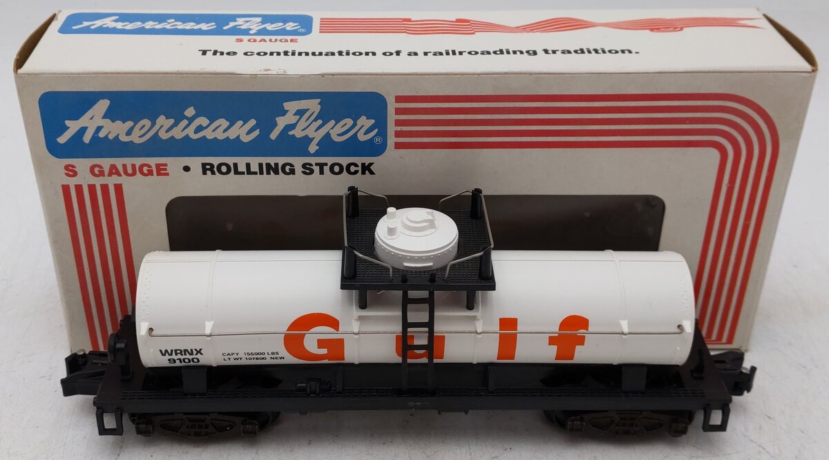 American Flyer 4-9100 S Gauge Gulf Single Dome Tank Car #9100 EX/Box