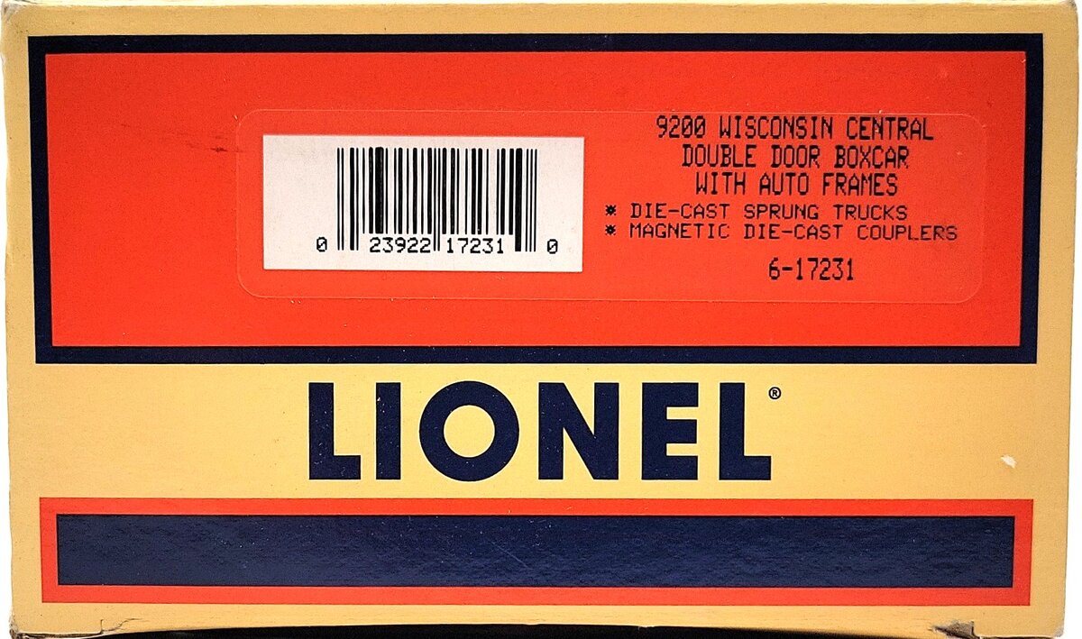 Lionel 6-17231 O Gauge Wisconsin Central Double Door Boxcar #9200 LN/Box
