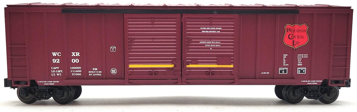 Lionel 6-17231 O Gauge Wisconsin Central Double Door Boxcar #9200 LN/Box