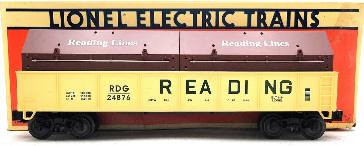 Lionel 6-17405 O Gauge Reading Gondola with Coil Covers #24876 VG/Box