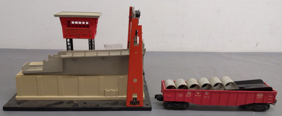 Lionel 345 Vintage O Motorized Culvert Unloader with Car VG