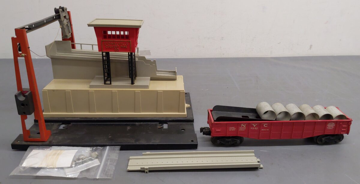 Lionel 345 Vintage O Motorized Culvert Unloader with Car VG