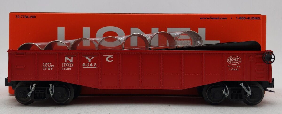 Lionel 6-19429 O Gauge New York Central Culvert Gondola w/ Culverts #6342 NIB