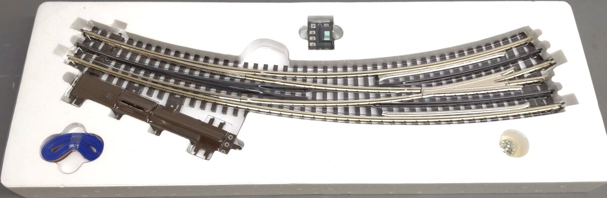 Atlas 6077 O72/O54 Nickel Silver Left Hand Remote Switch Turnout - 3-Rail NIB