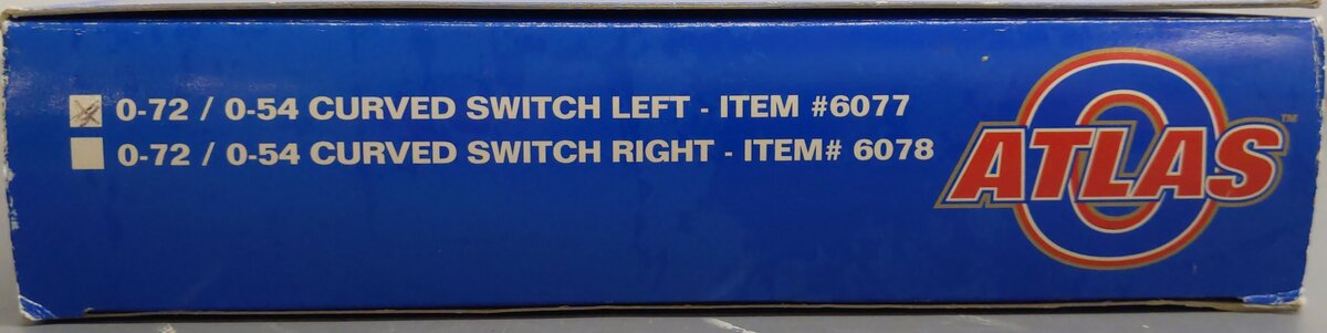 Atlas 6077 O72/O54 Nickel Silver Left Hand Remote Switch Turnout - 3-Rail NIB