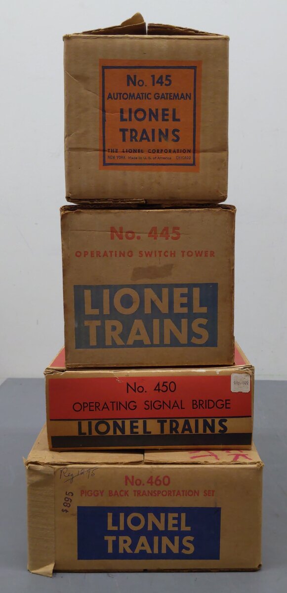 Lionel Vintage O Gauge Gateman, Tower, Bridge, & Piggy Back Transportation [4] VG/Box