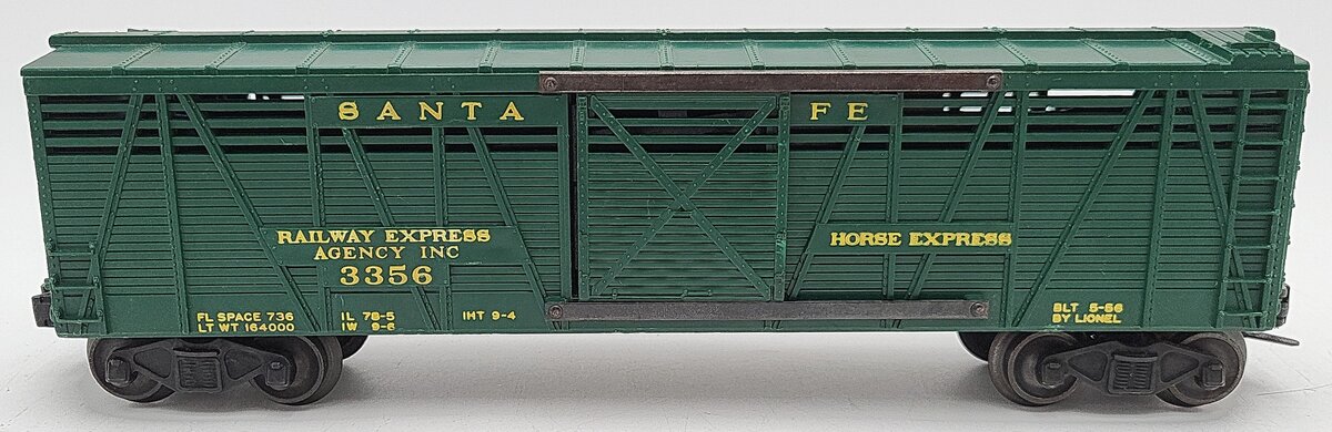 Lionel 6-19895 O Gauge PWC 3356 Santa Fe Operating Horse Car & Corral EX