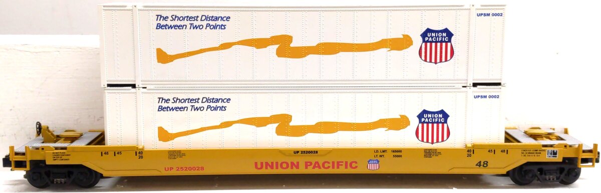 MTH 20-95007 O Gauge Union Pacific Husky Stack Car w/ Containers #2520028 EX/Box