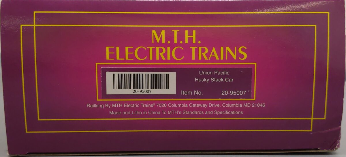 MTH 20-95007 O Gauge Union Pacific Husky Stack Car w/ Containers #2520028 EX/Box