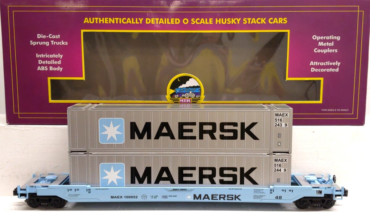 MTH 20-95006O Gauge Maersk Husky Stack Car w/ Containers EX/Box